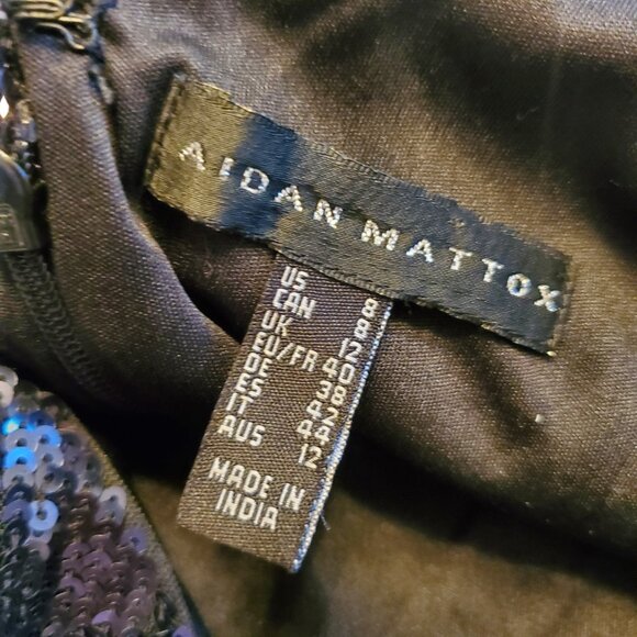 Aidan Mattox Metallic Sequin Spaghetti Strap Cocktail Dress - Picture 4 of 8